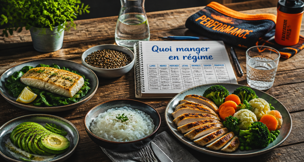 quoi manger en regime assiette aliments sains