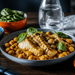 repas riche en proteine avec curry pois chiches colin et quinoa