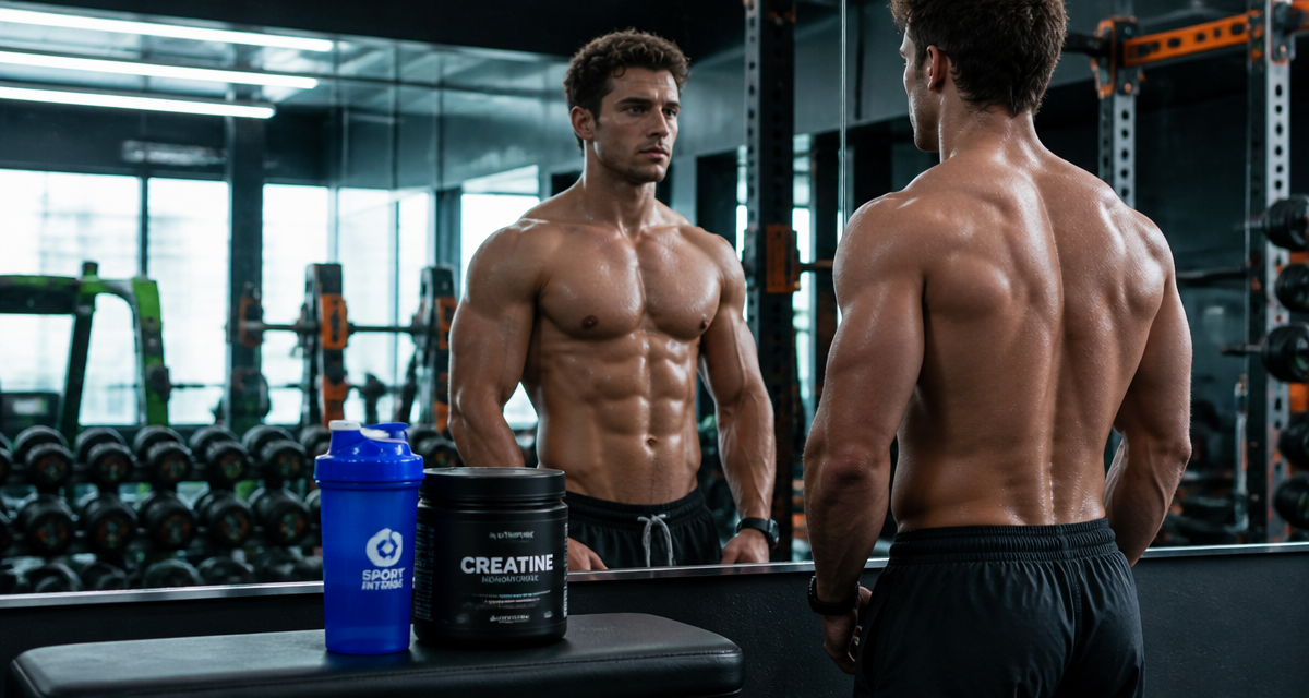créatine avant/après photos jeune homme musclé salle de sport
