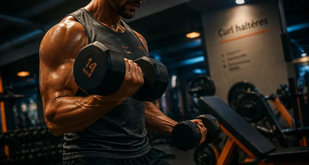 Exercice bicep avec haltere : curl alterné haltères
