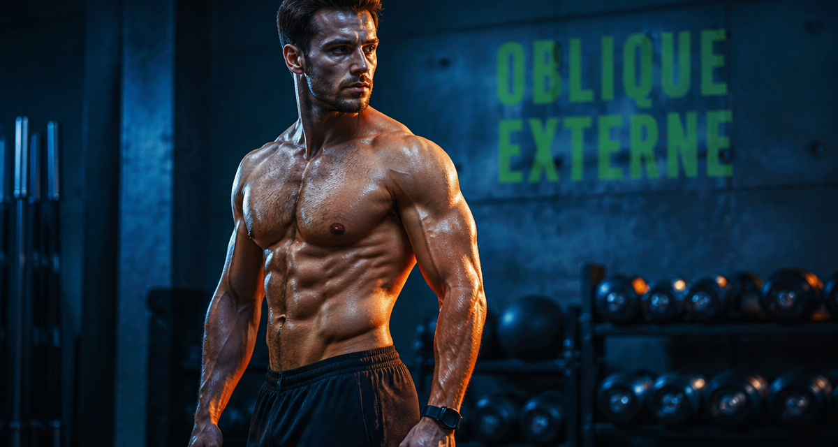 muscle oblique externe de l abdomen sur athlète en gym