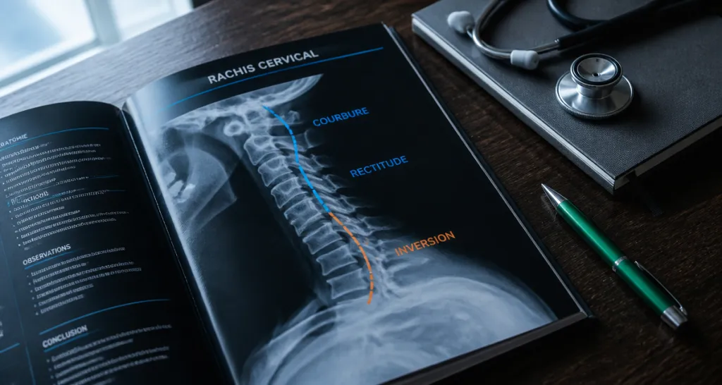 Radiographie lordose cervicale sur bureau médical