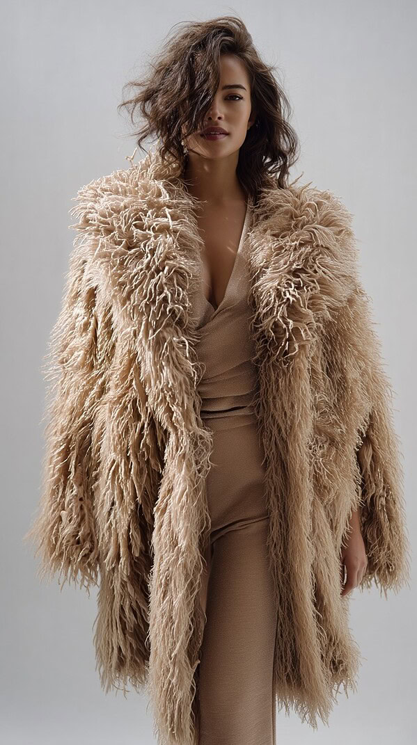 Abrigo de pelo beige mujer | Stylicious