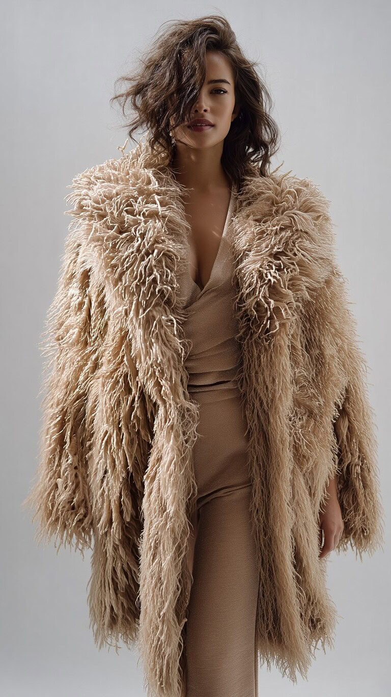 Abrigo de pelo beige mujer | Stylicious