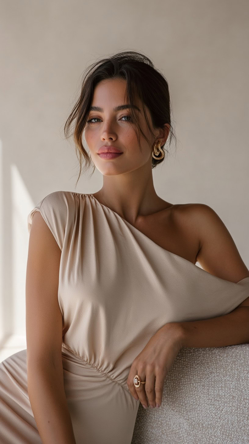 The Asymmetric Second Skin Dress | Beige3