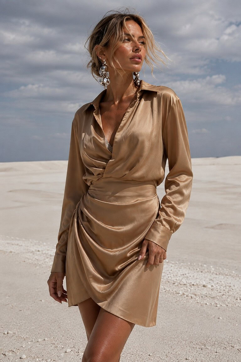 camisa vestido saten