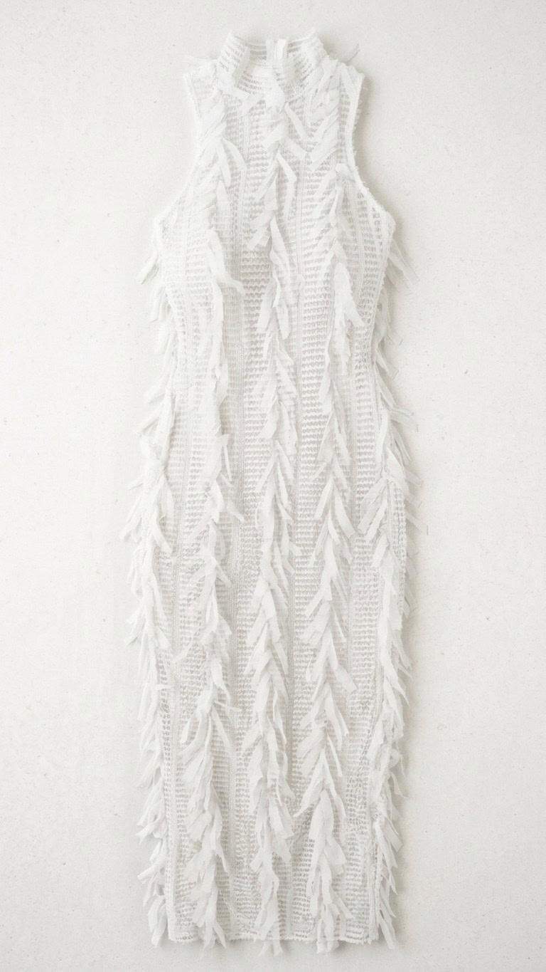 Vestido blanco elegante de cuello alto | Stylicious packshot