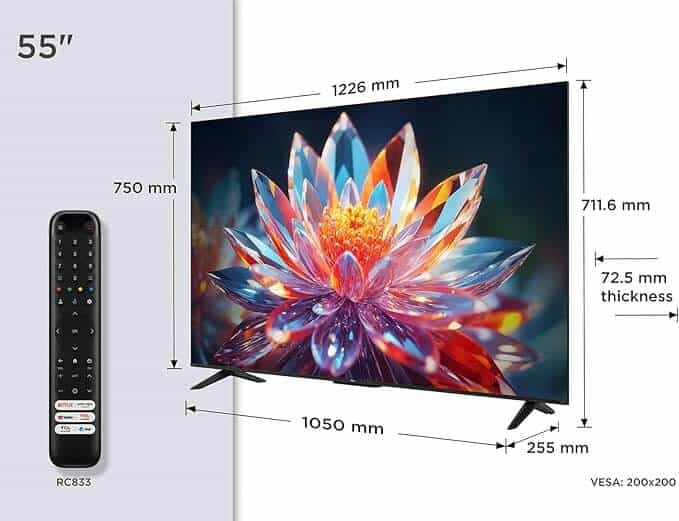 TCL 55T6C 55" Inch QLED TV 4K HDR, SmartTV with Dolby Vision and Atmos, HDR10+, Press and Ask Alexa (2025) Best Price in Nairobi Kenya.