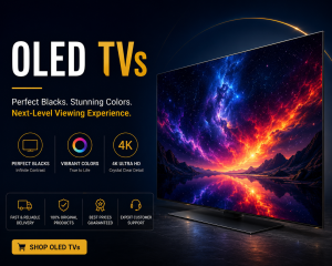 OLED TV category banner showcasing premium display and vibrant colors