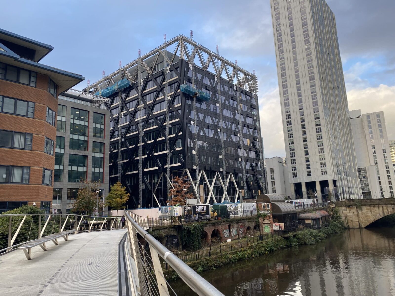 Office fit-out survey at 4 New Bailey, Manchester – laser scanning in progress