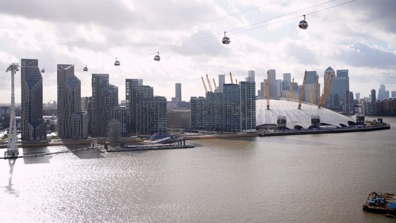 drone view over the thames at silvertown tunnel project