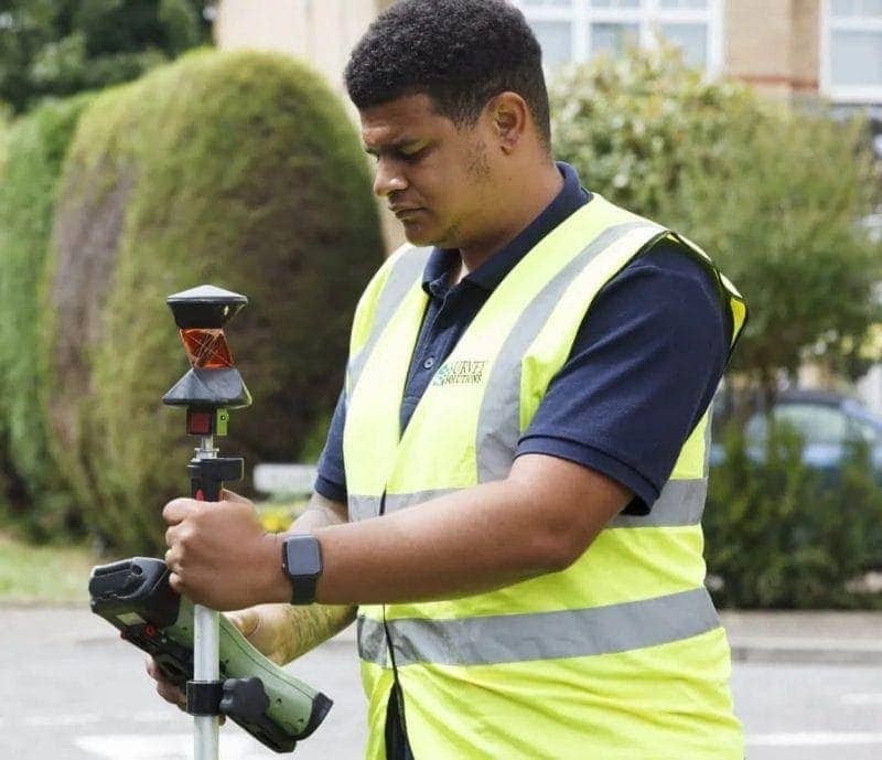 Survey Manager Jordon conducting a topotgraphical survey