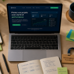 bureau developpeur frontend avec ordinateur et maquette web