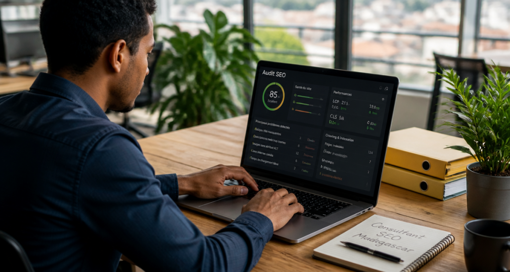 consultant seo madagascar travaillant sur audit seo