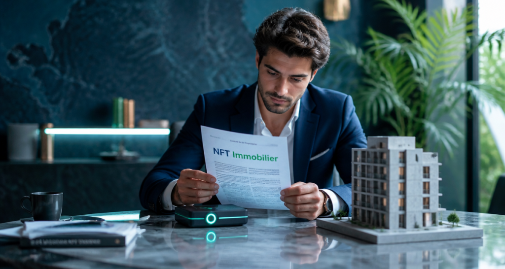 NFT immobilier investisseur examine contrat