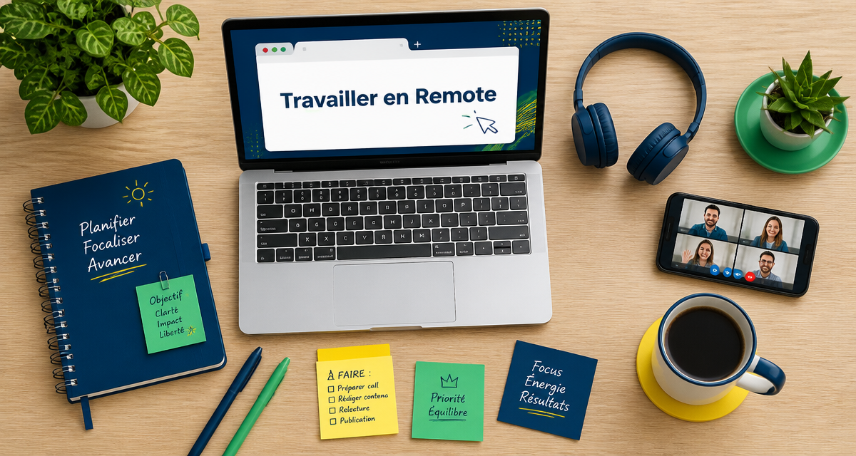 travailler en remote bureau moderne