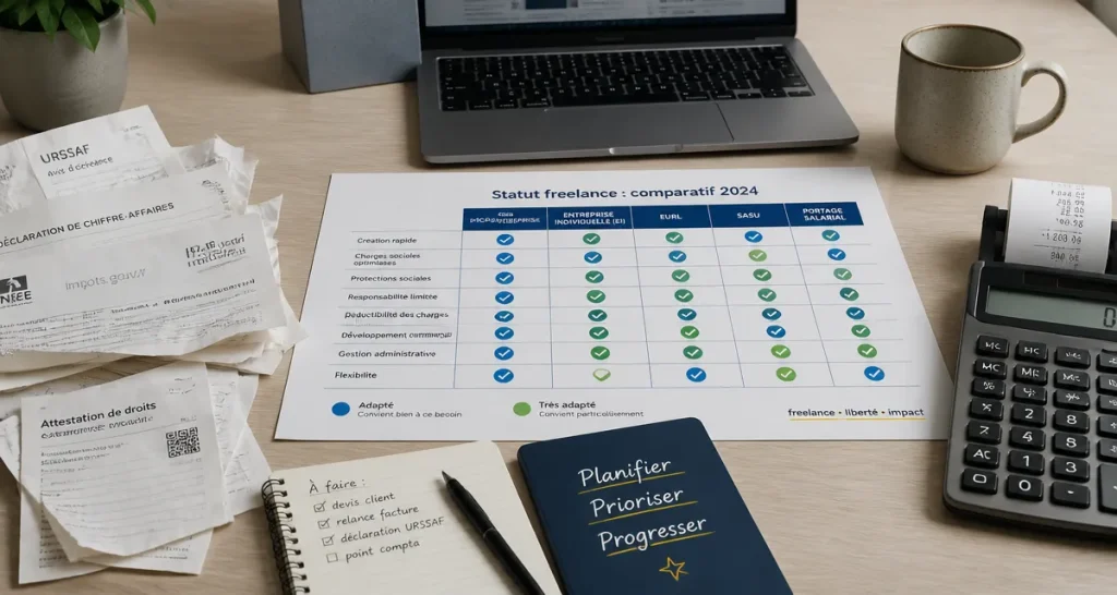 Quel statut pour un freelance : micro-entreprise, EI, EURL, SASU, portage