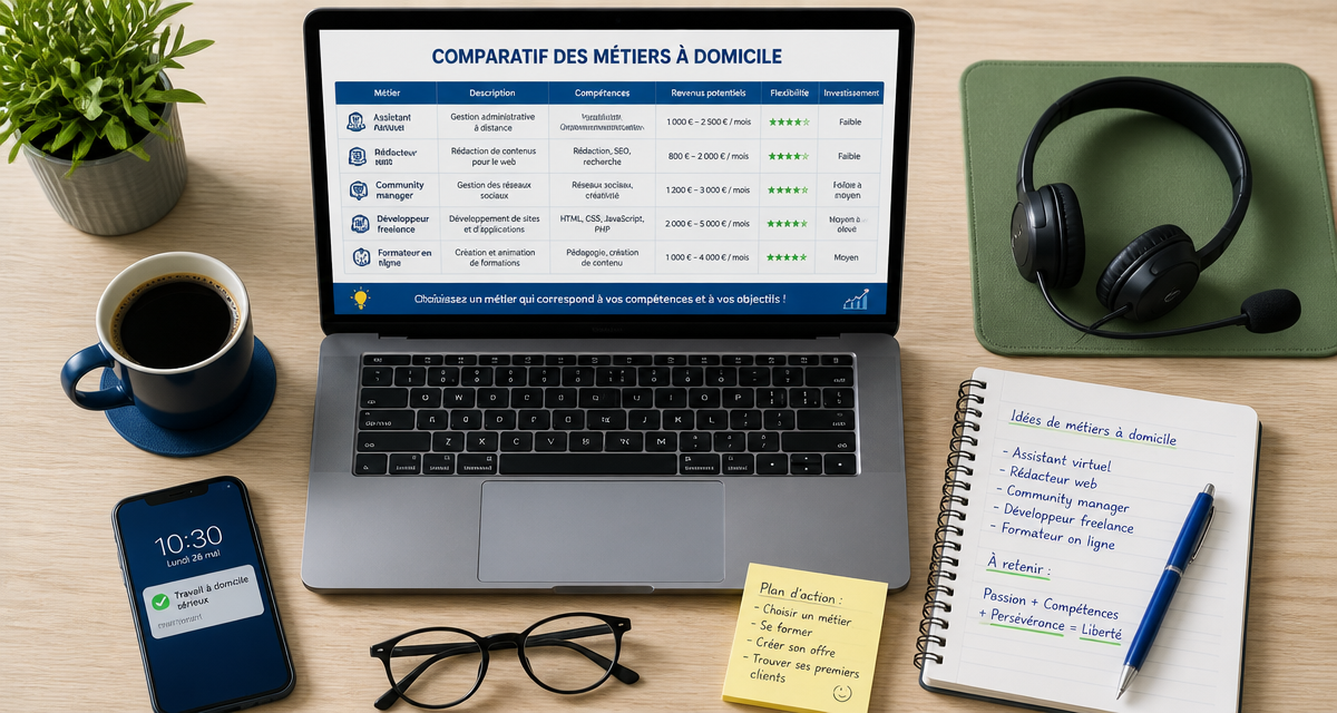 bureau avec outils travail à domicile sérieux et rémunéré