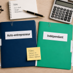 travailleur indépendant ou auto entrepreneur dossiers sur bureau
