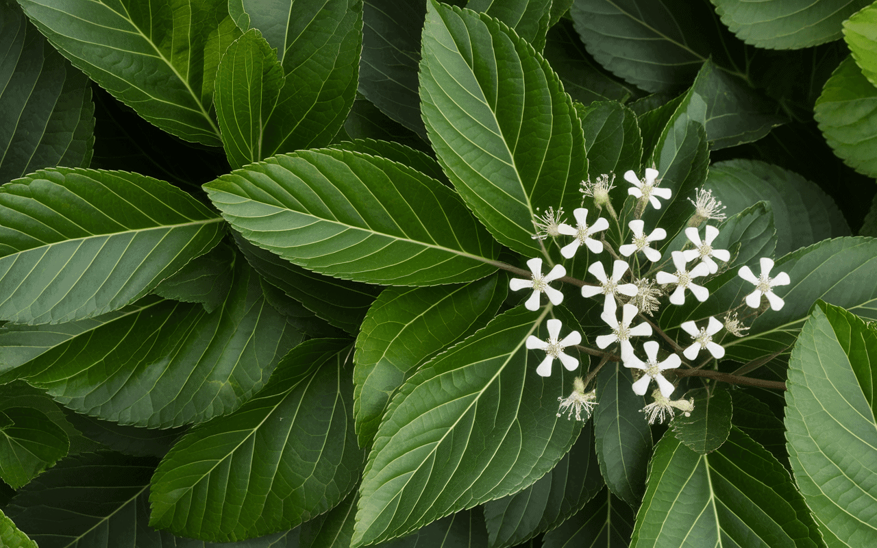 Détails botaniques des feuilles et fleurs d'ail des ours