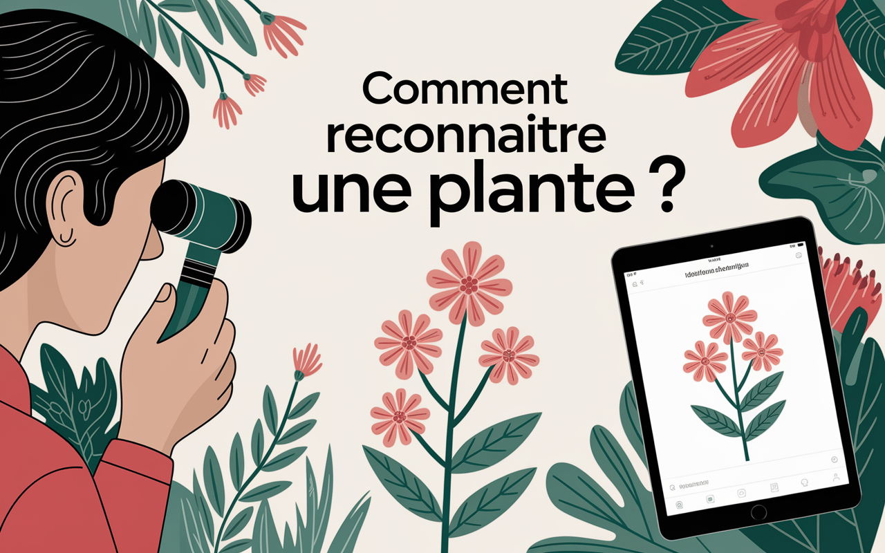 Observation botanique avec application et loupe