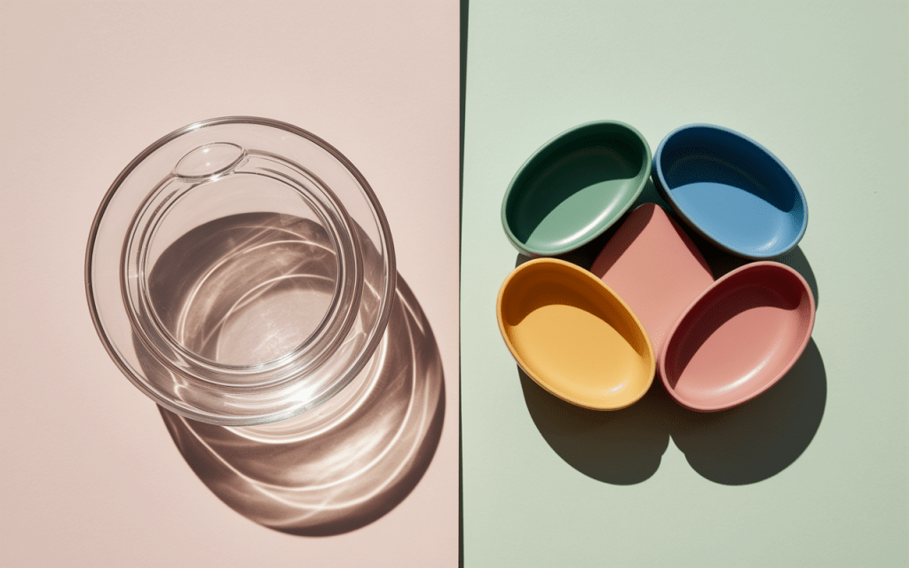 Deux biberons côte à côte - verre et plastique pour bébé