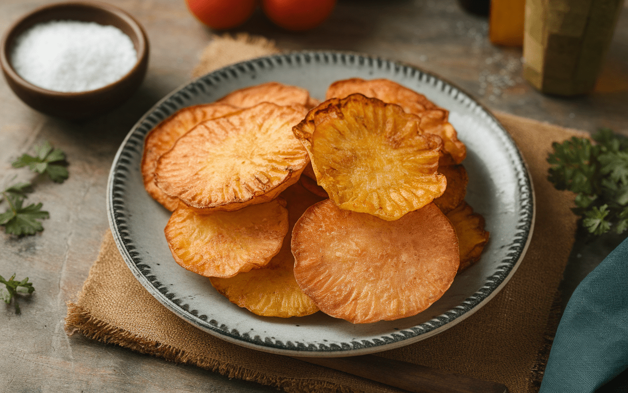 Chips croustillantes faites d'épluchures de légumes