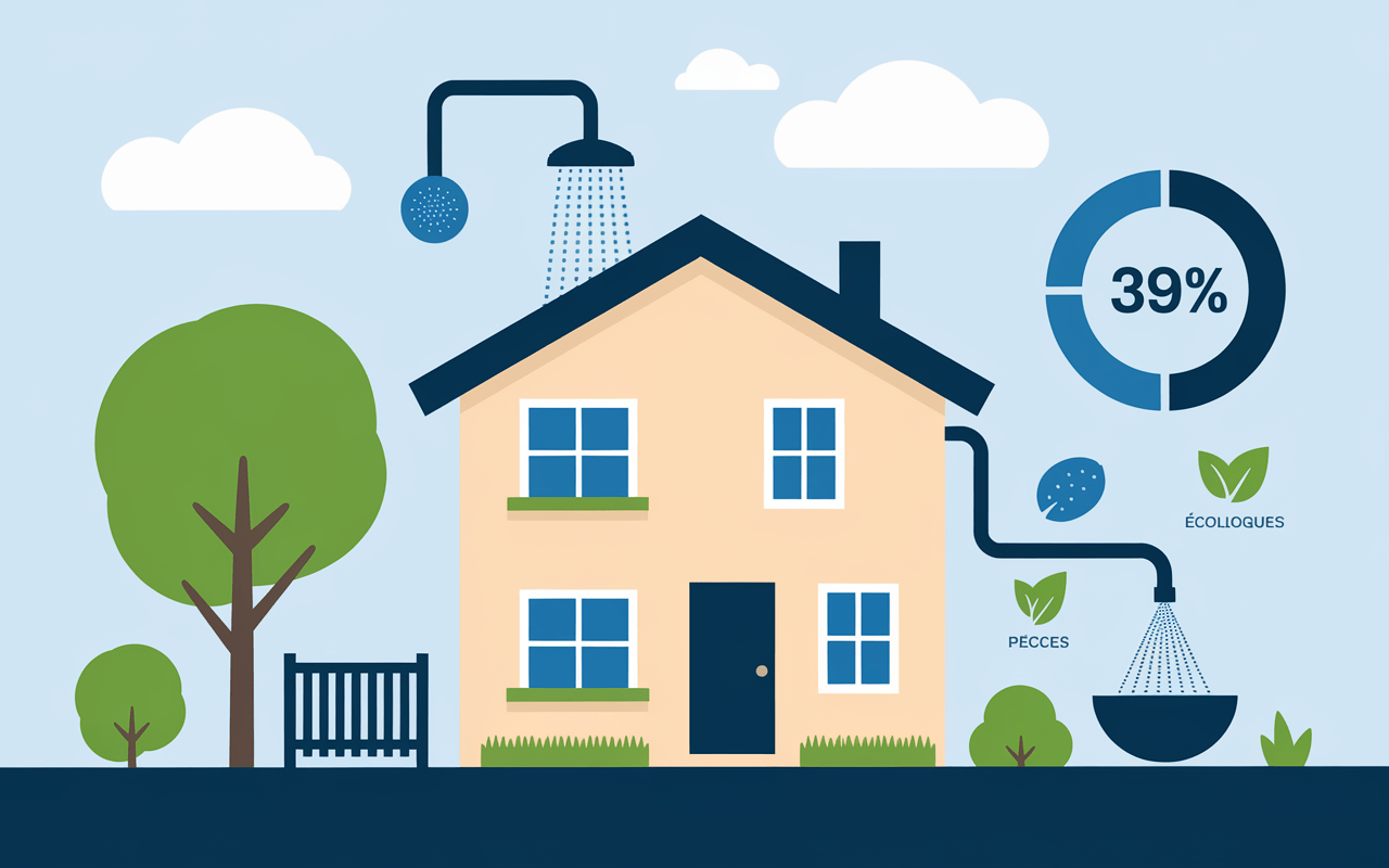 Infographie circuit eau douche 39% économies