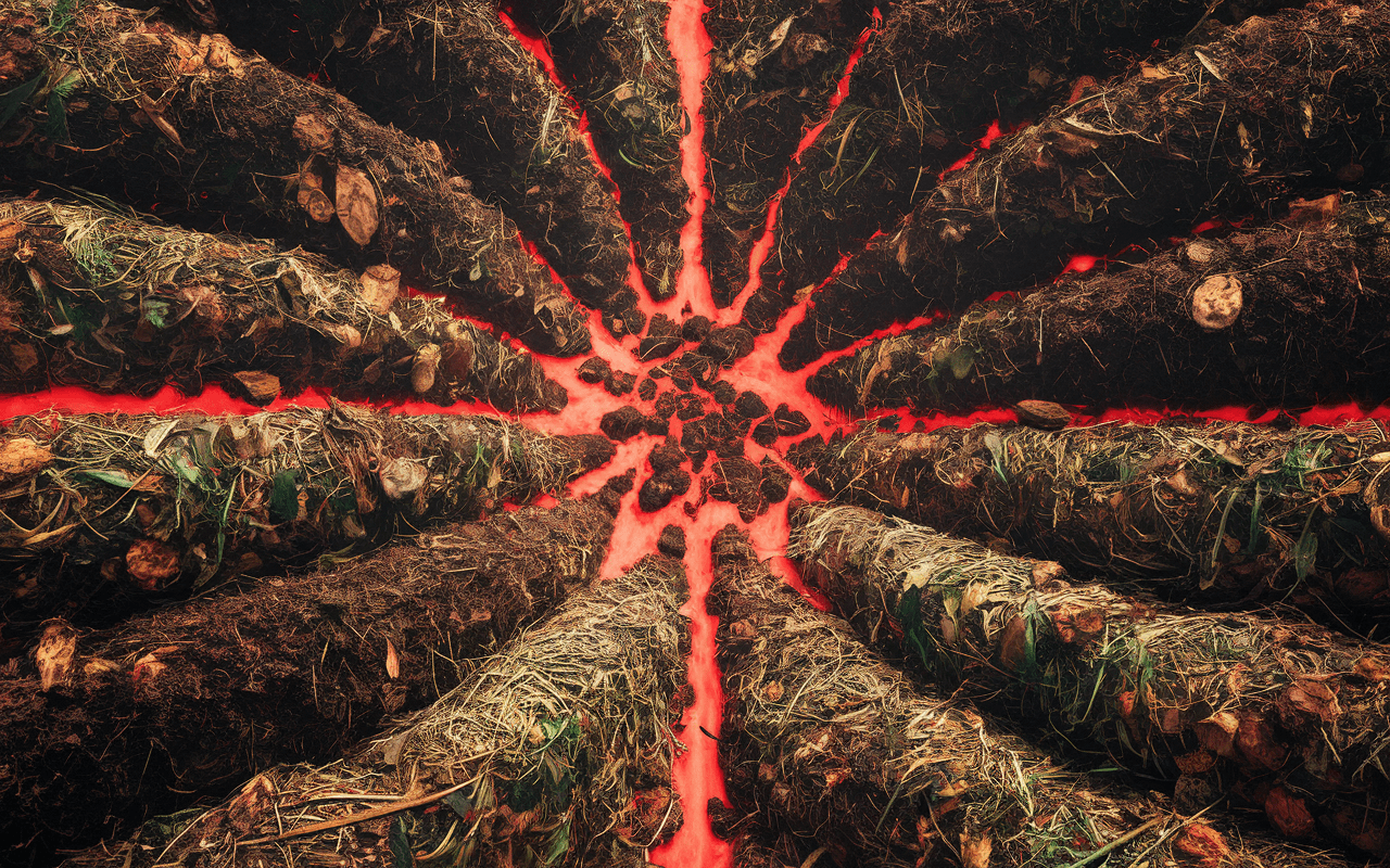 Vers creusant galeries dans couches compost