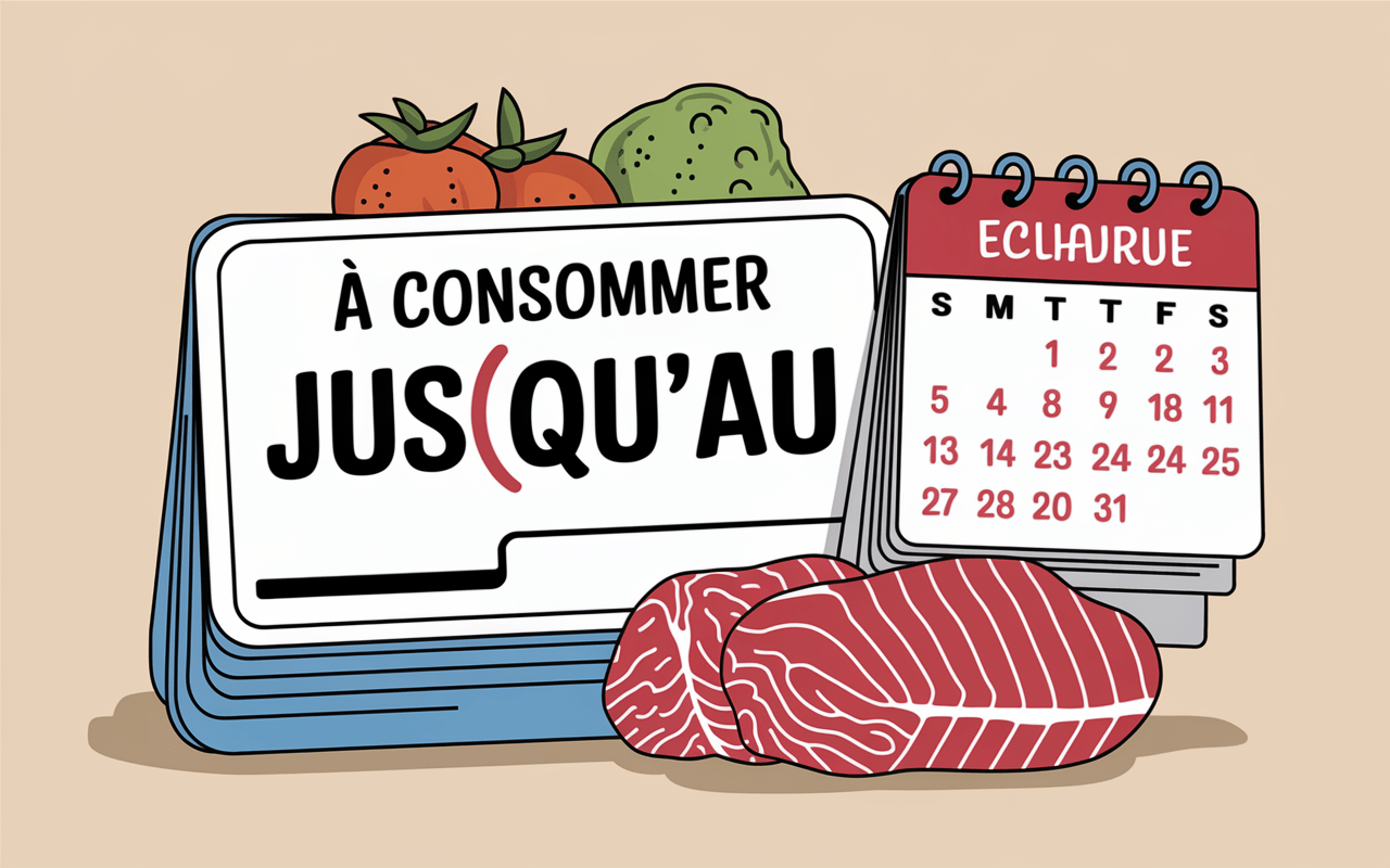 Étiquette DLC produit frais avec calendrier