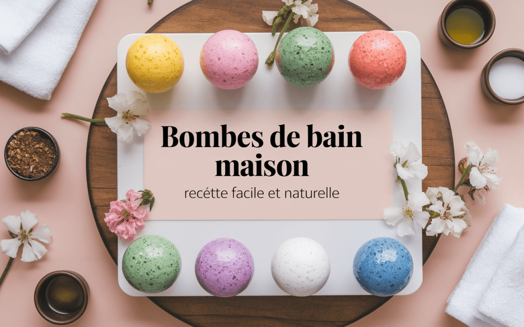 Bombes de bain colorées et ingrédients naturels pour DIY cosmétique