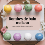 Bombes de bain colorées et ingrédients naturels pour DIY cosmétique