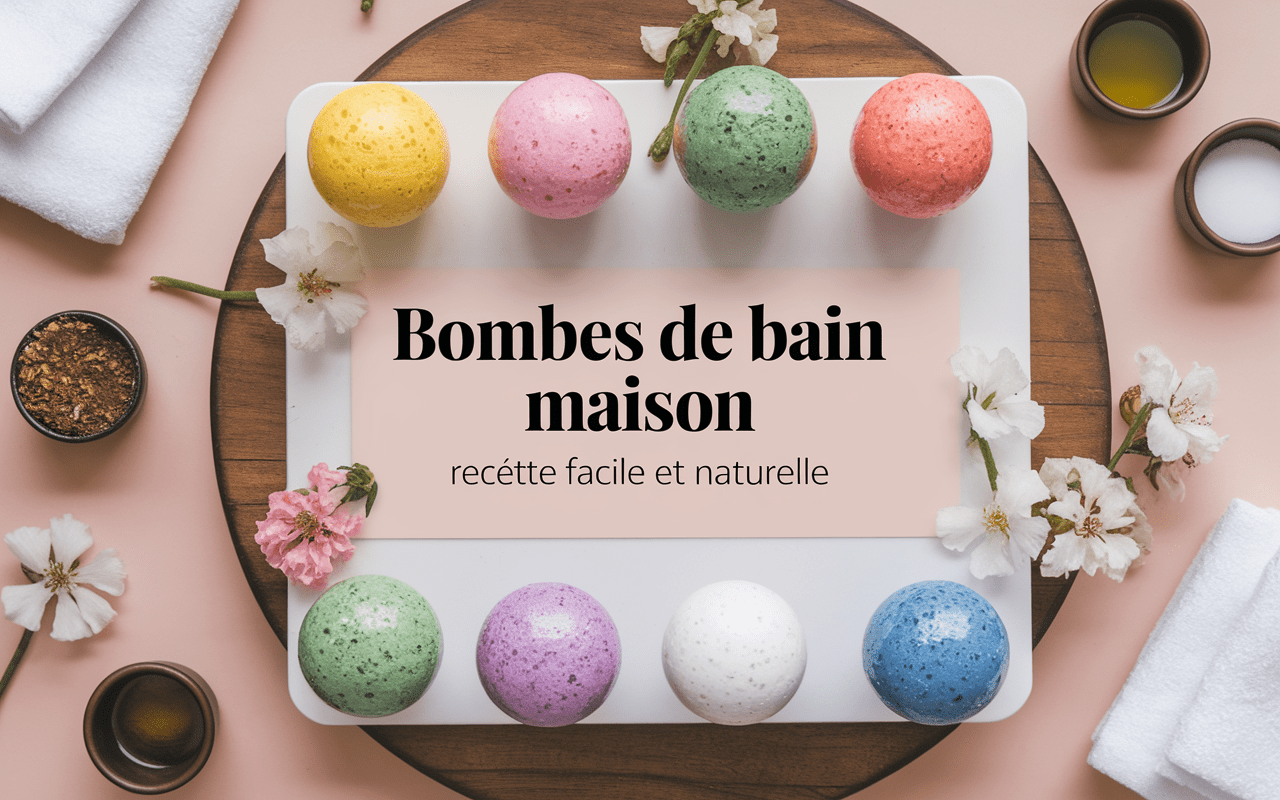 Bombes de bain colorées et ingrédients naturels pour DIY cosmétique