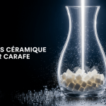 Carafe en verre avec billes céramiques filtrant de l'eau pure