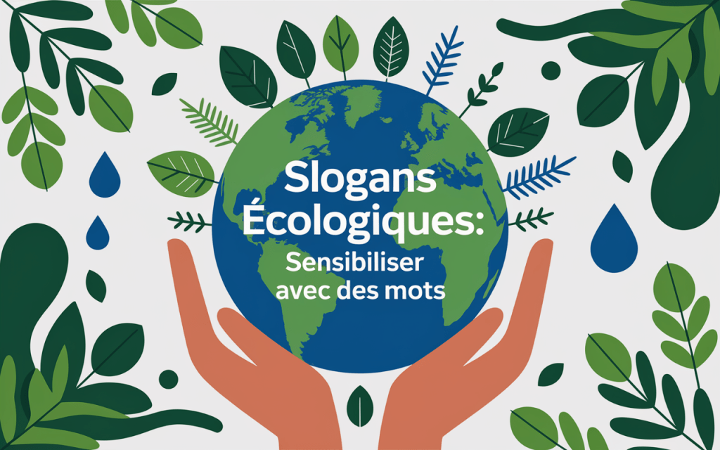 Planète Terre protégée par des mains vertes, slogans écologiques