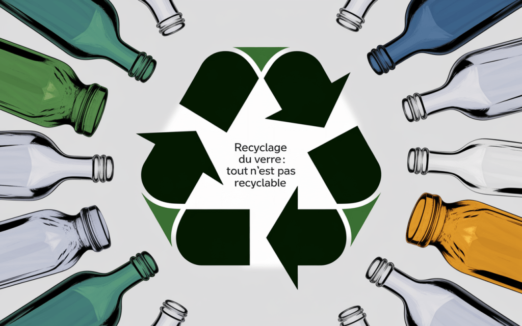 Comparaison des types de verre et symbole de recyclage