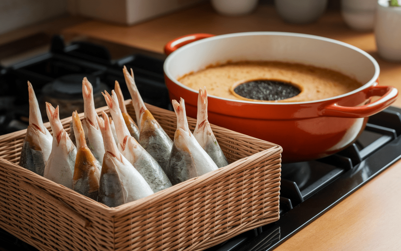 Panier d'ail frais et pot de conservation en terre cuite