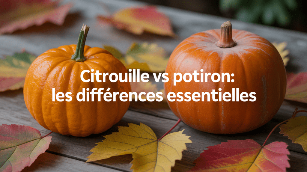 Deux courges : citrouille ronde et potiron aplati sur bois