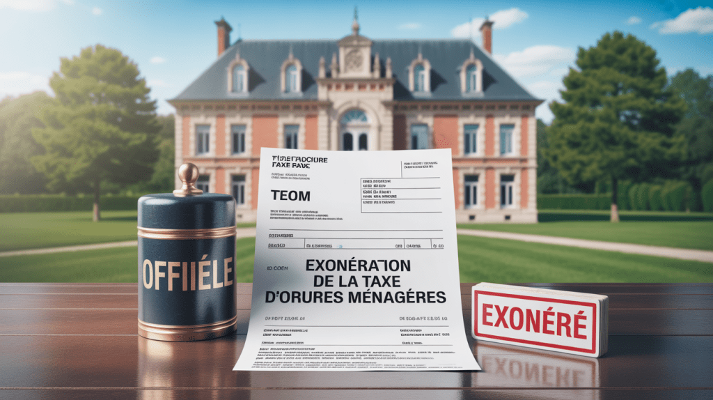 Facture TEOM avec tampon exonération et poubelle officielle