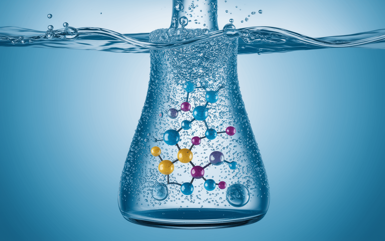 Vue microscopique des contaminants dans l'eau