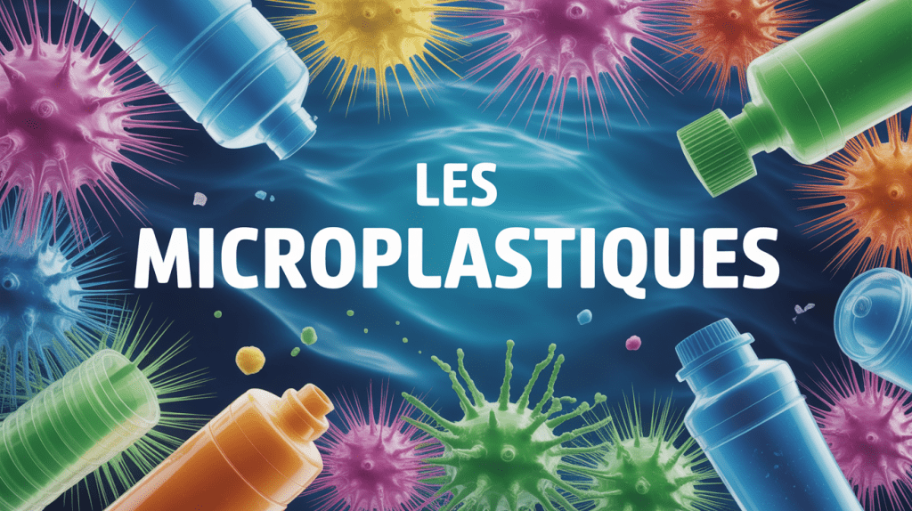 Vue microscopique de microplastiques colorés