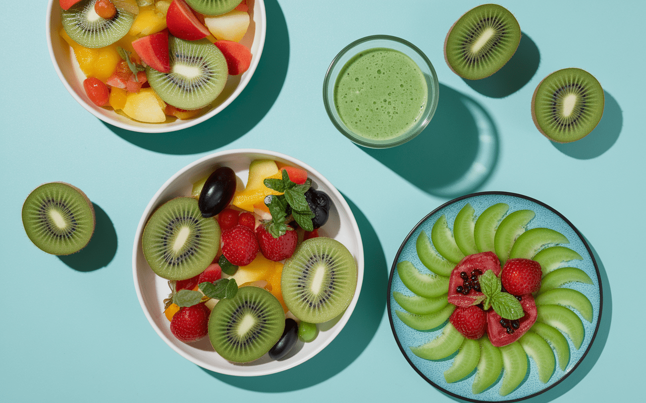 Préparations colorées à base de kiwis