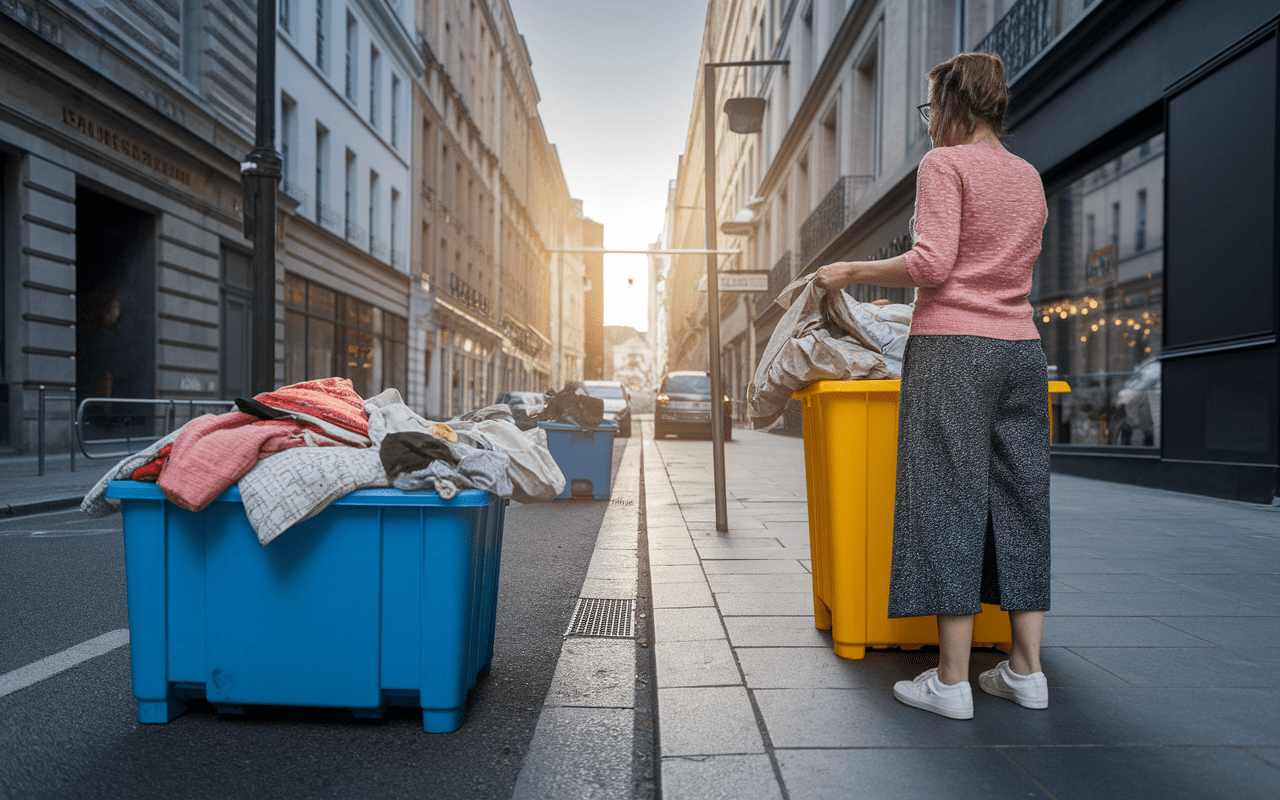 Conteneurs et lieux de collecte de vêtements en ville