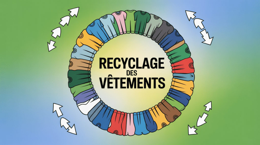 Spirale de vêtements colorés symbolisant recyclage textile