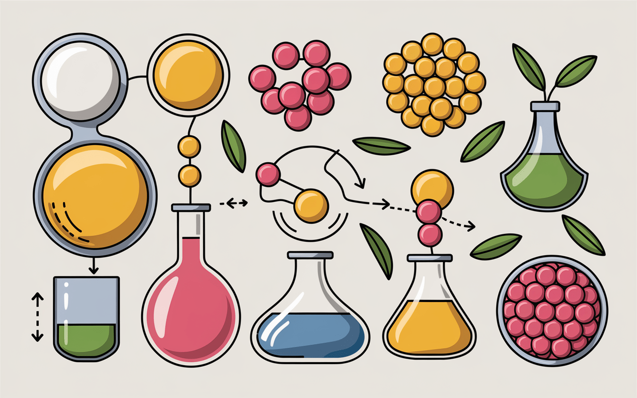 Illustration scientifique de la saponification et transformation moléculaire