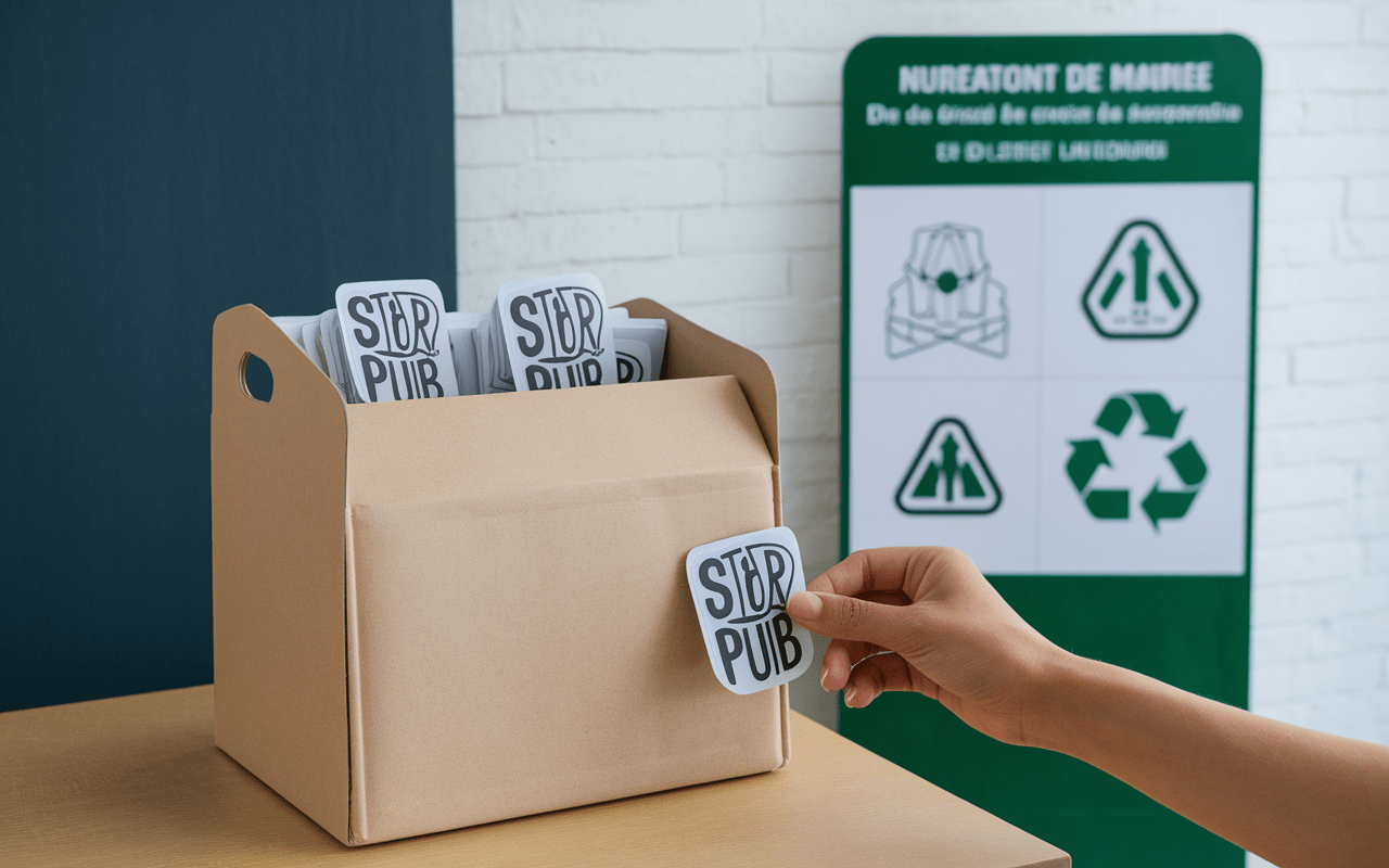 Autocollant Stop Pub à la mairie