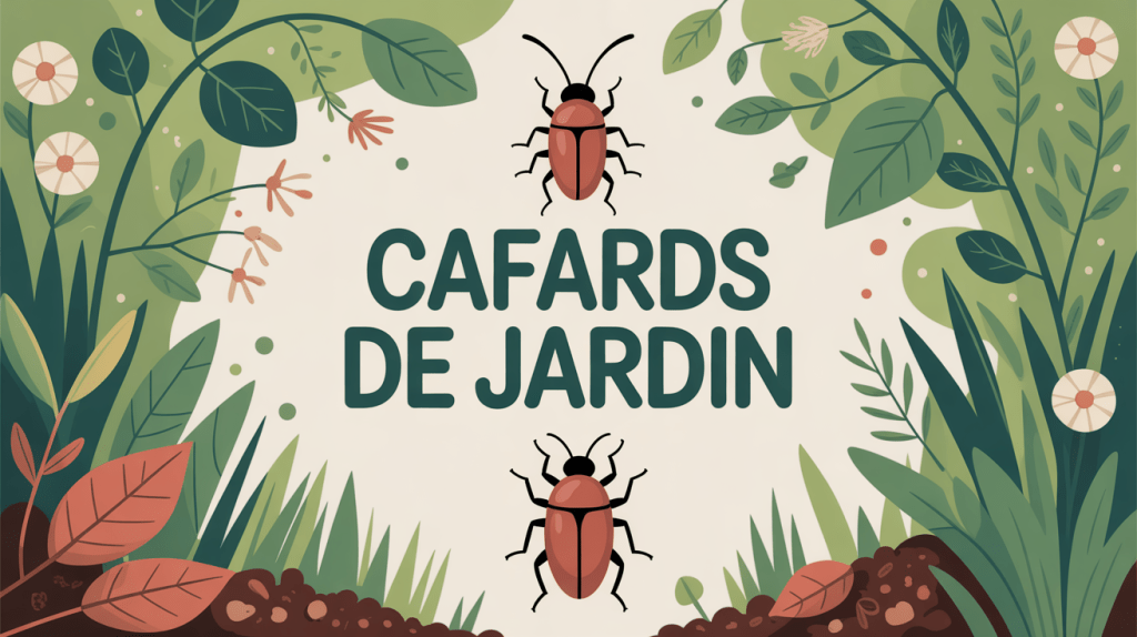 Illustration stylisée cafard de jardin dans environnement jardin verdoyant