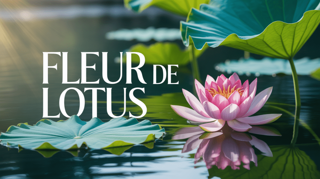 fleur de lotus rose sur eau calme avec feuilles vertes