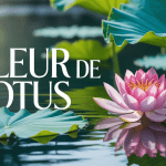 fleur de lotus rose sur eau calme avec feuilles vertes