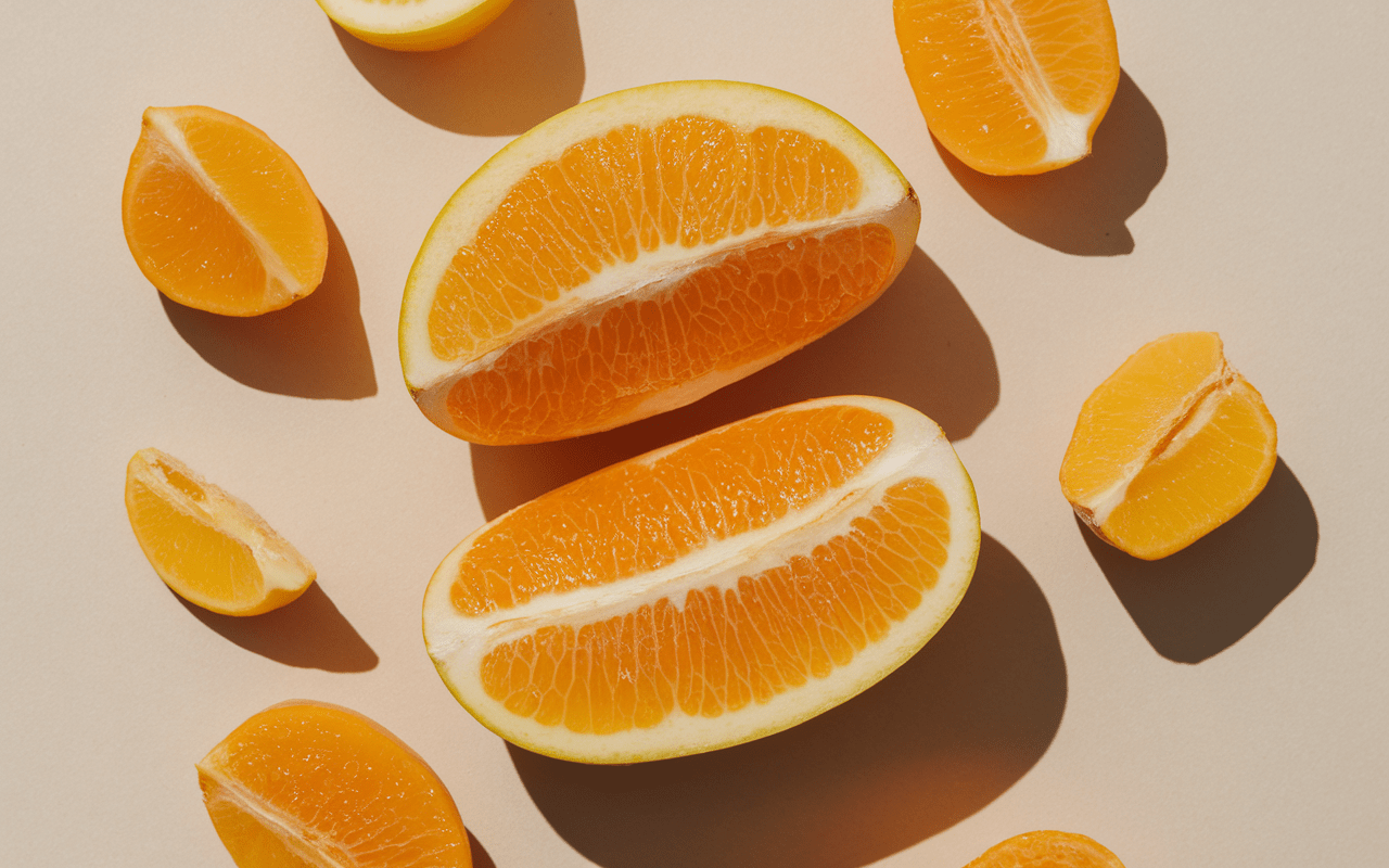 Fruit en u ugli entier coupe montrant chair juteuse orange